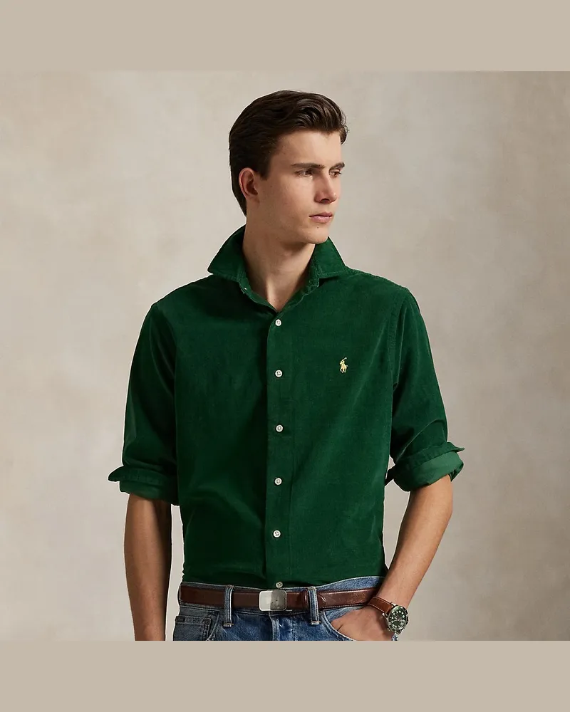 Ralph Lauren Custom-Fit Hemd aus Kordsamt Green
