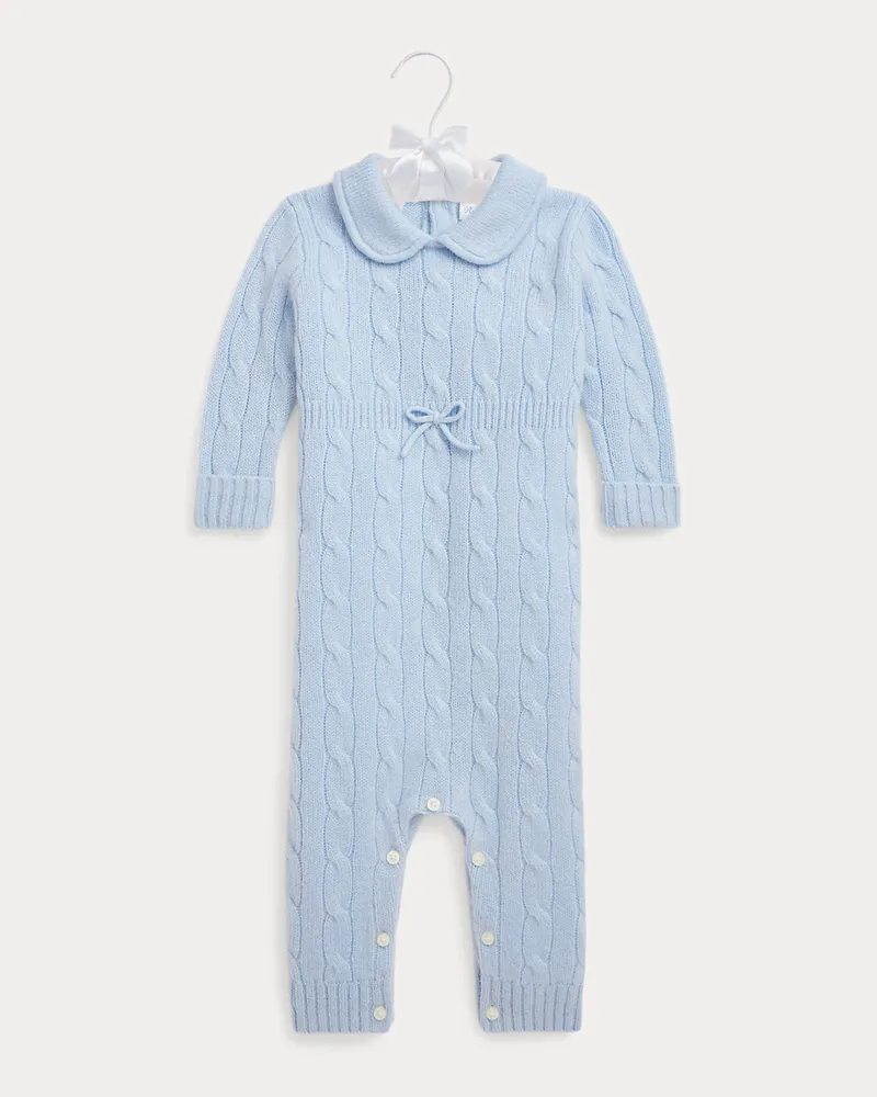 Ralph Lauren Kaschmir-Strampler mit Zopfmuster Blue