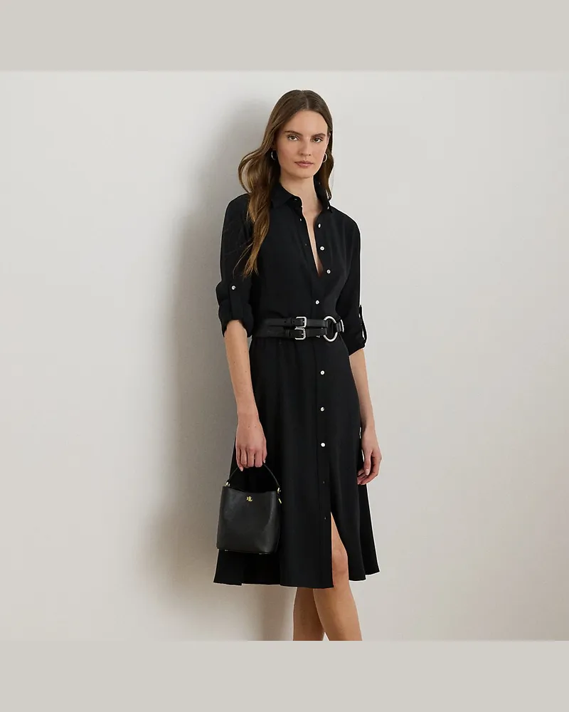 Ralph Lauren Hemdkleid aus beidseitigem Georgette Black