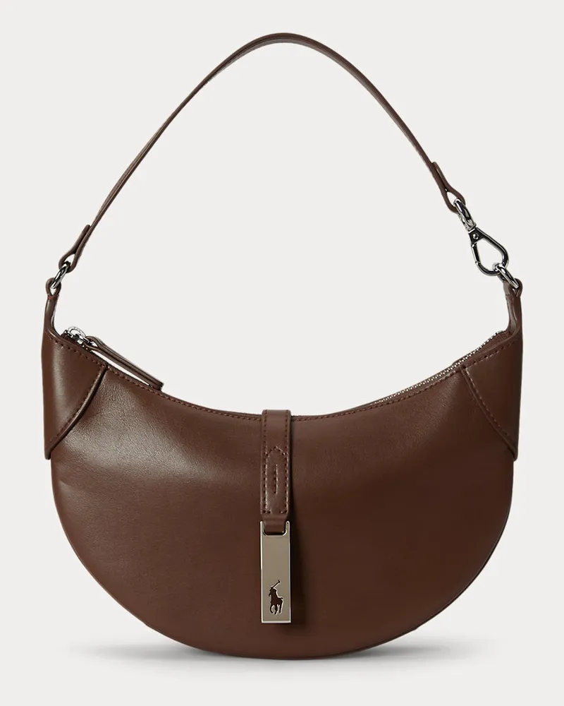 Ralph Lauren Mini-Kalbsleder-Schultertasche Polo ID Brown