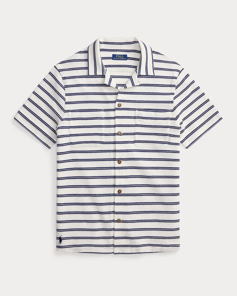 Ralph Lauren Kurzarmhemd mit strukturierten Streifen Cream