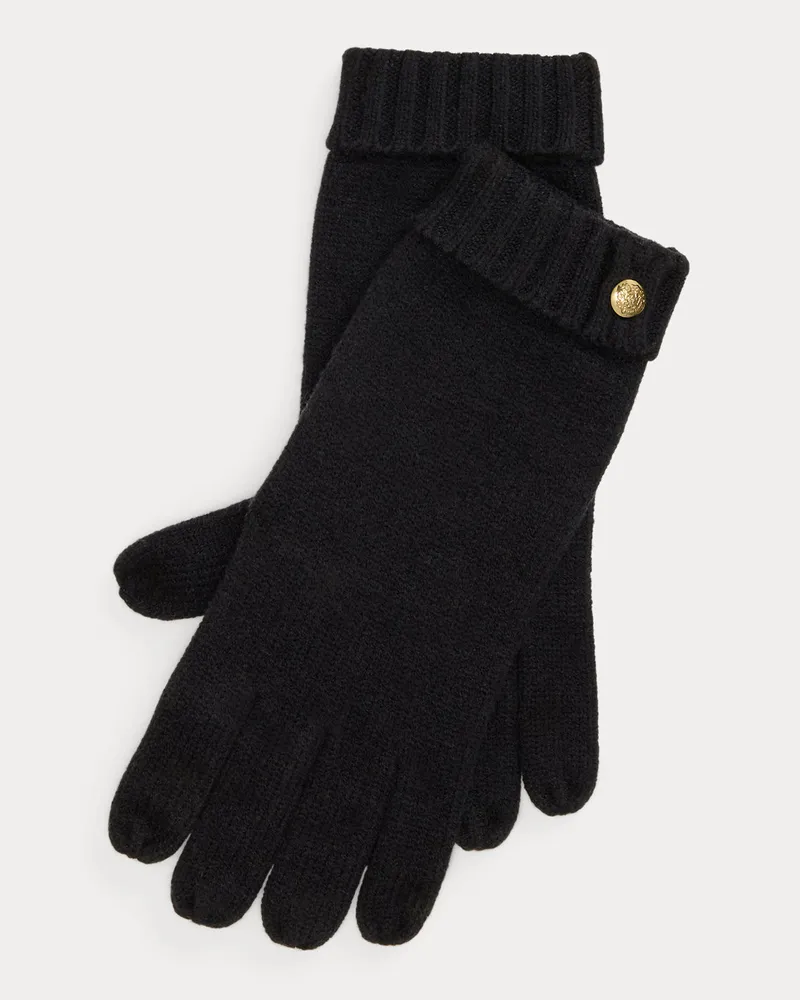 Ralph Lauren Strickhandschuhe mit Wappenknopf Black