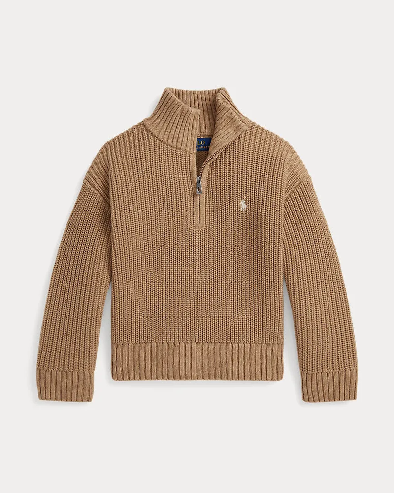 Ralph Lauren Baumwollpullover mit Reißverschluss Tan