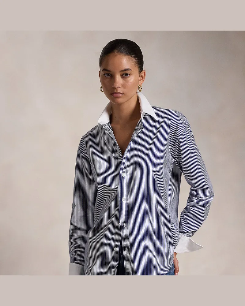 Ralph Lauren Gestreiftes Baumwollhemd Blue