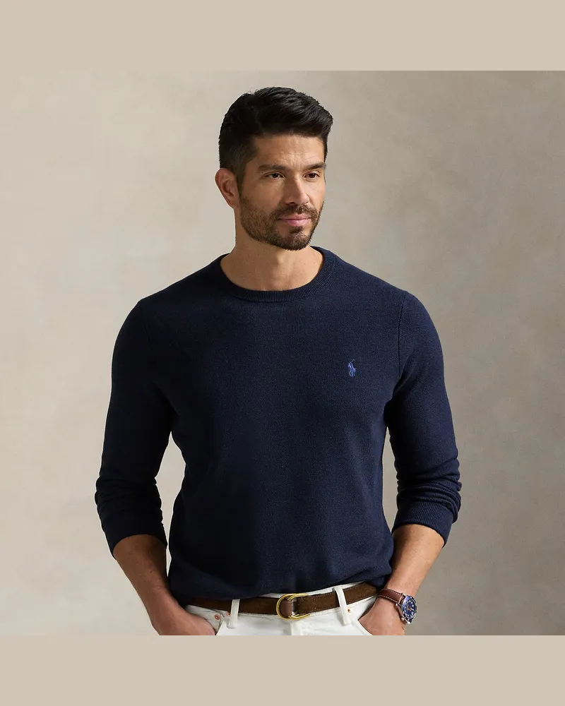 Ralph Lauren Große Größen - Rundhalspullover aus Baumwollpiqué Blue