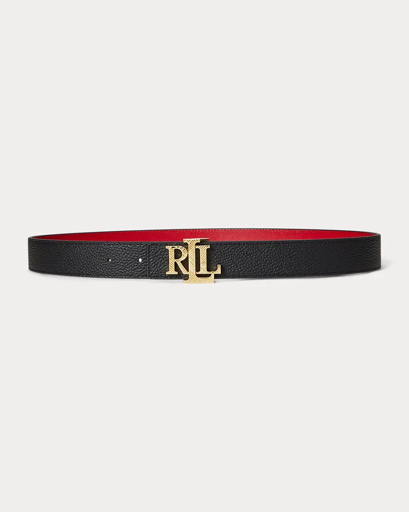 Ralph Lauren Wendegürtel aus Narbenleder mit Logo Black