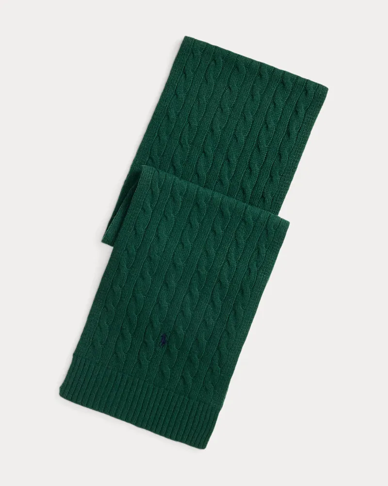Ralph Lauren Zopfmuster-Schal aus Wollmischung Green