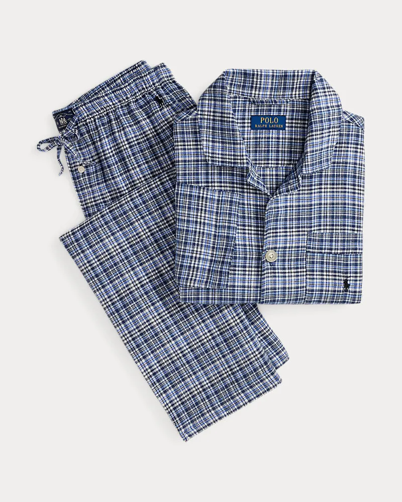 Ralph Lauren Karierter Pyjama aus Flanell Blue