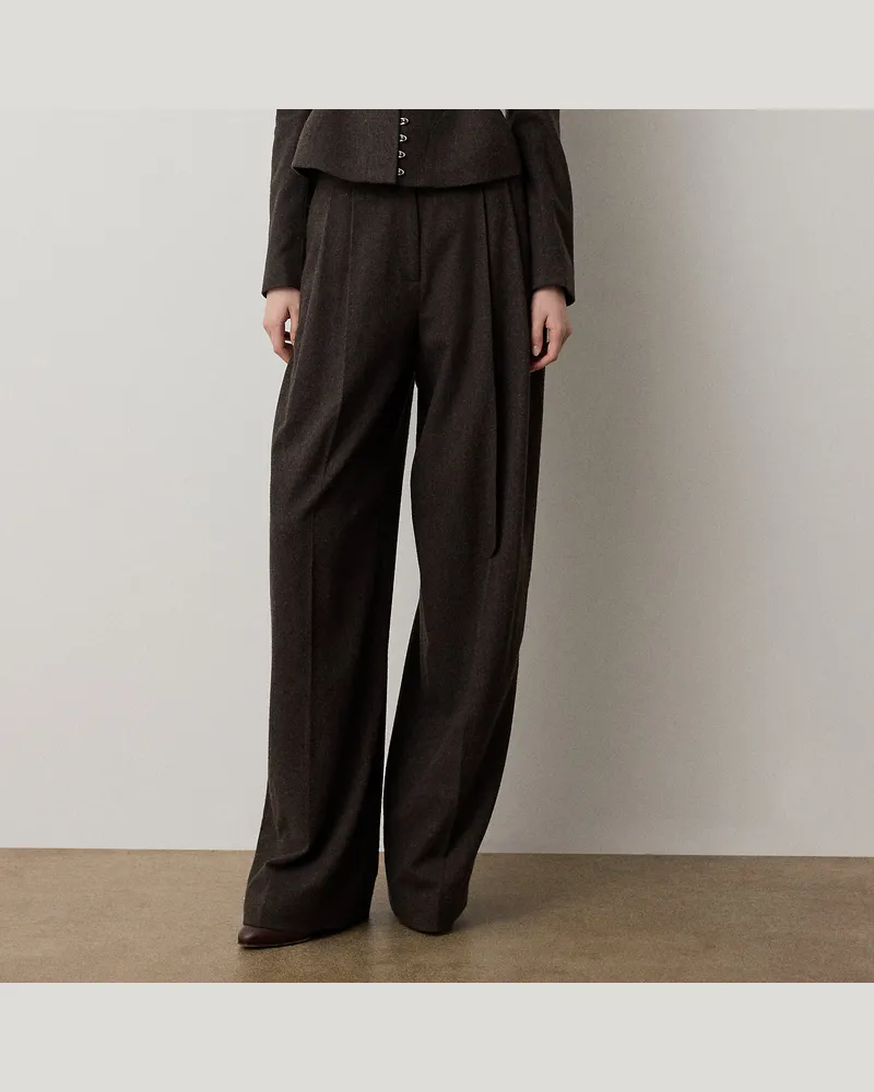 Ralph Lauren Wollhose Clarice mit Fischgratmuster Brown