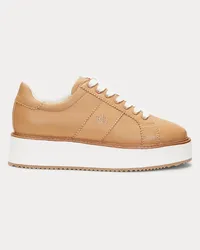 Ralph Lauren Plateau-Sneaker Amelia aus Nappaleder Tan