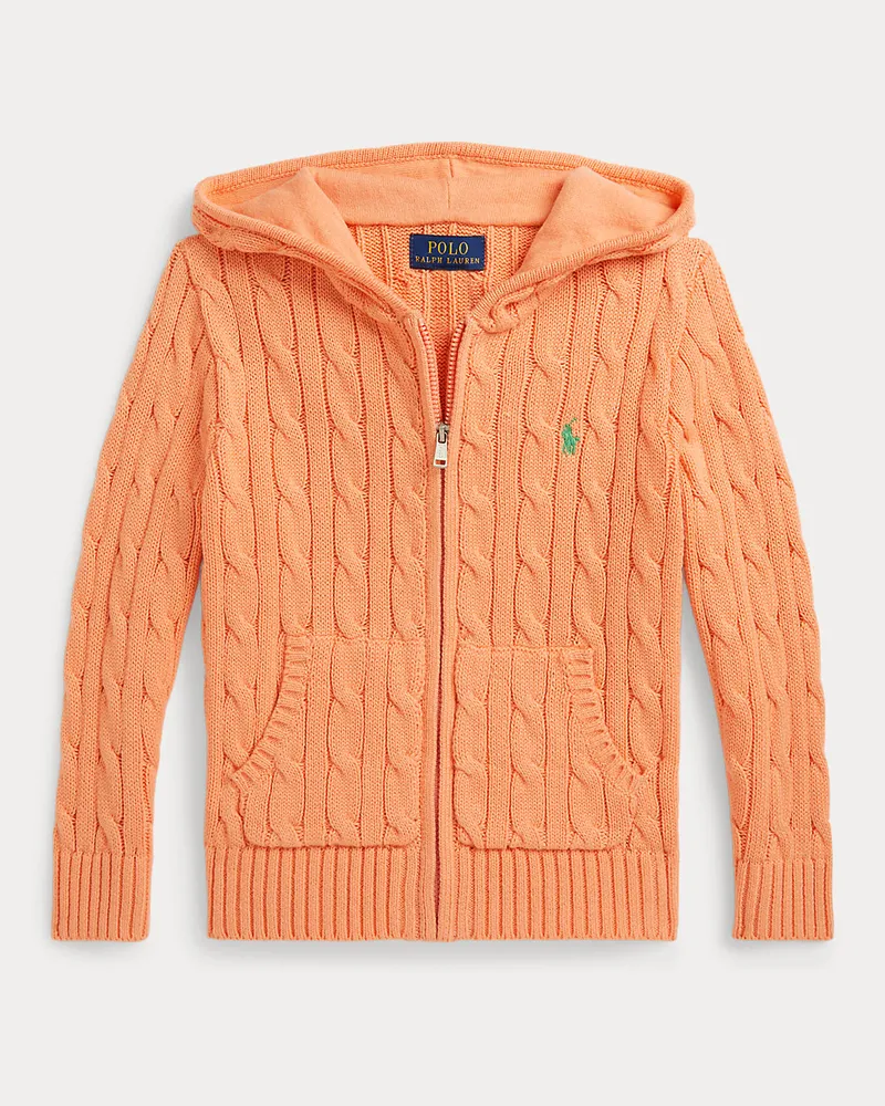 Ralph Lauren Baumwoll-Kapuzenjacke mit Zopfmuster Orange