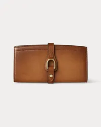 Ralph Lauren Polierte lange Brieftasche Welington Brown