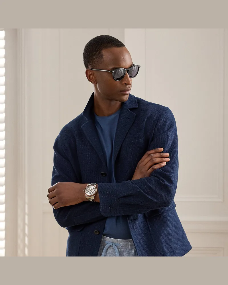 Ralph Lauren Handgeschneidertes Baumwoll-Leinen-Sakko Blue