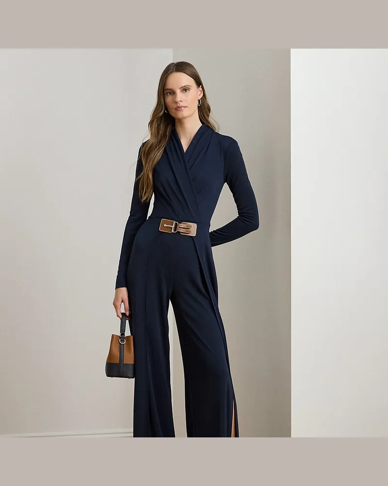 Ralph Lauren Jumpsuit mit V-Ausschnitt und Schnalle Blue