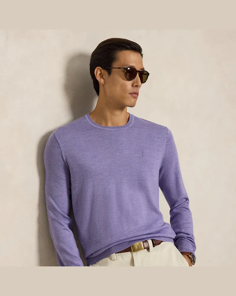 Ralph Lauren Waschbarer Rundhalspullover aus Wolle Purple