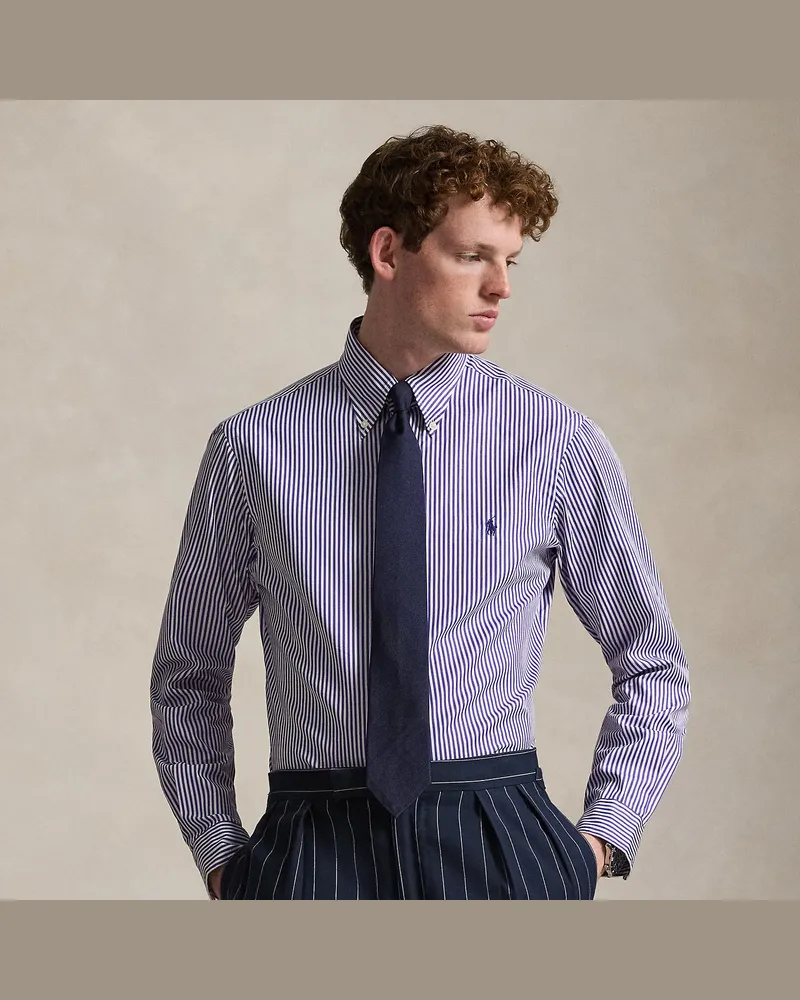 Ralph Lauren Custom-Fit Popelinehemd mit Streifen Purple
