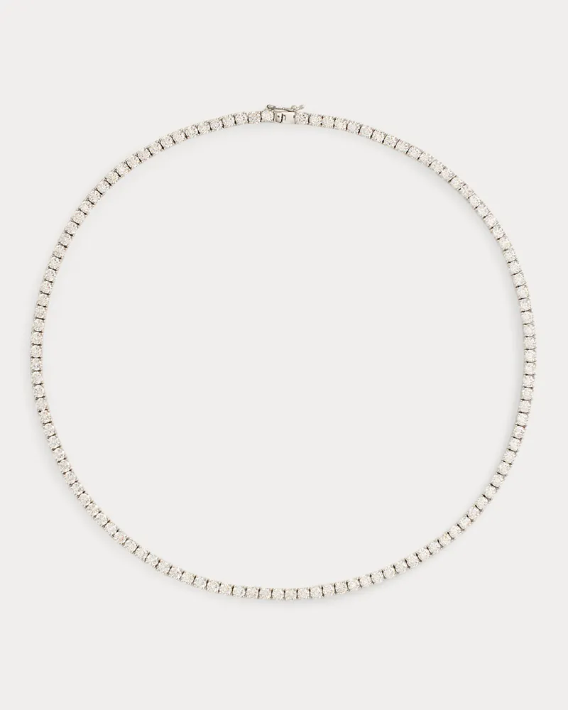 Ralph Lauren Rhodinierte Halskette mit Zirkonia Silver