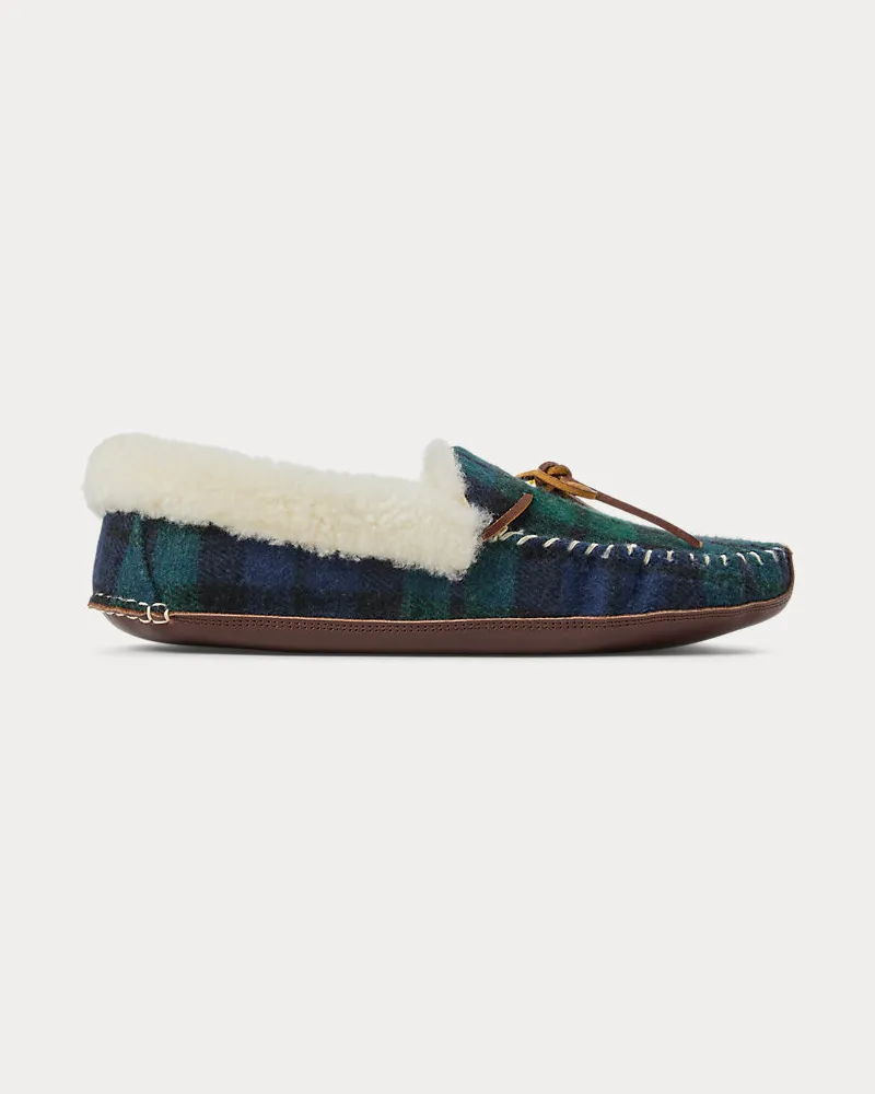 Ralph Lauren Karierter Slipper Yarmond mit Lammfell Multi