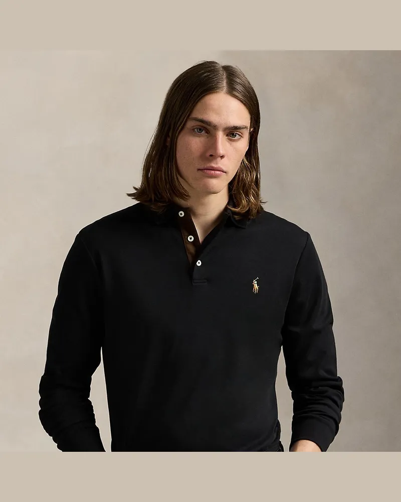 Ralph Lauren Custom-Slim-Fit Baumwoll-Poloshirt Black