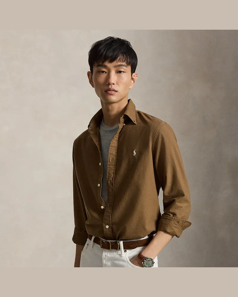 Ralph Lauren Gefärbtes Custom-Fit Oxfordhemd Brown