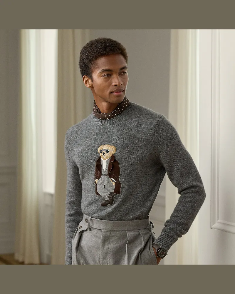 Ralph Lauren Kaschmirpullover mit Polo Bear Grey