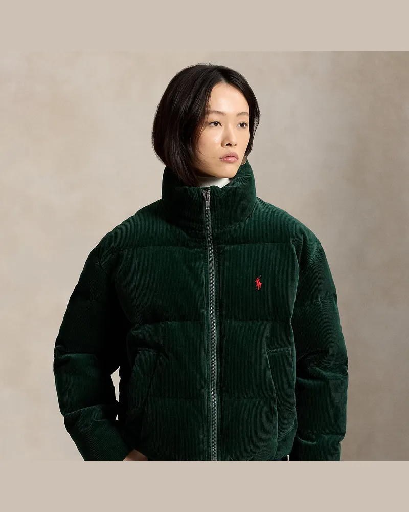 Ralph Lauren Daunen-Pufferjacke aus Kordsamt Green