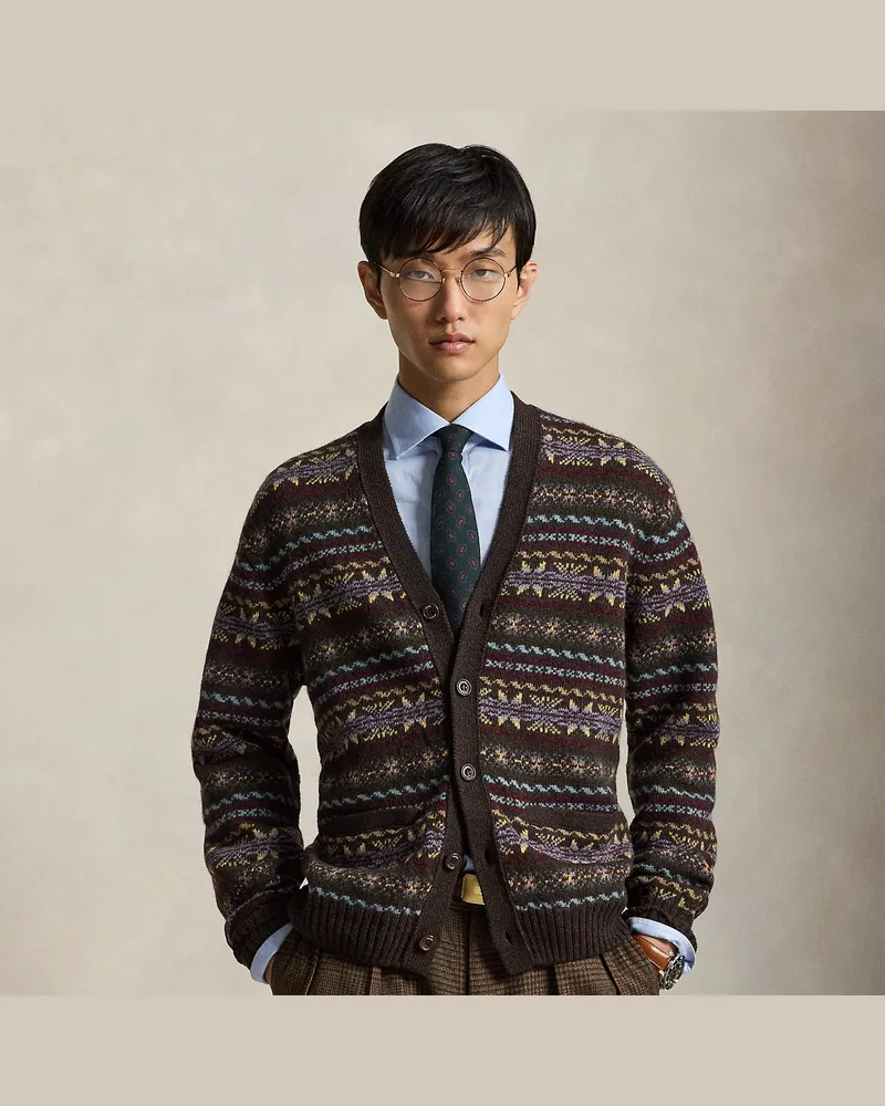 Ralph Lauren Fair-Isle-Wollstrickjacke Brown