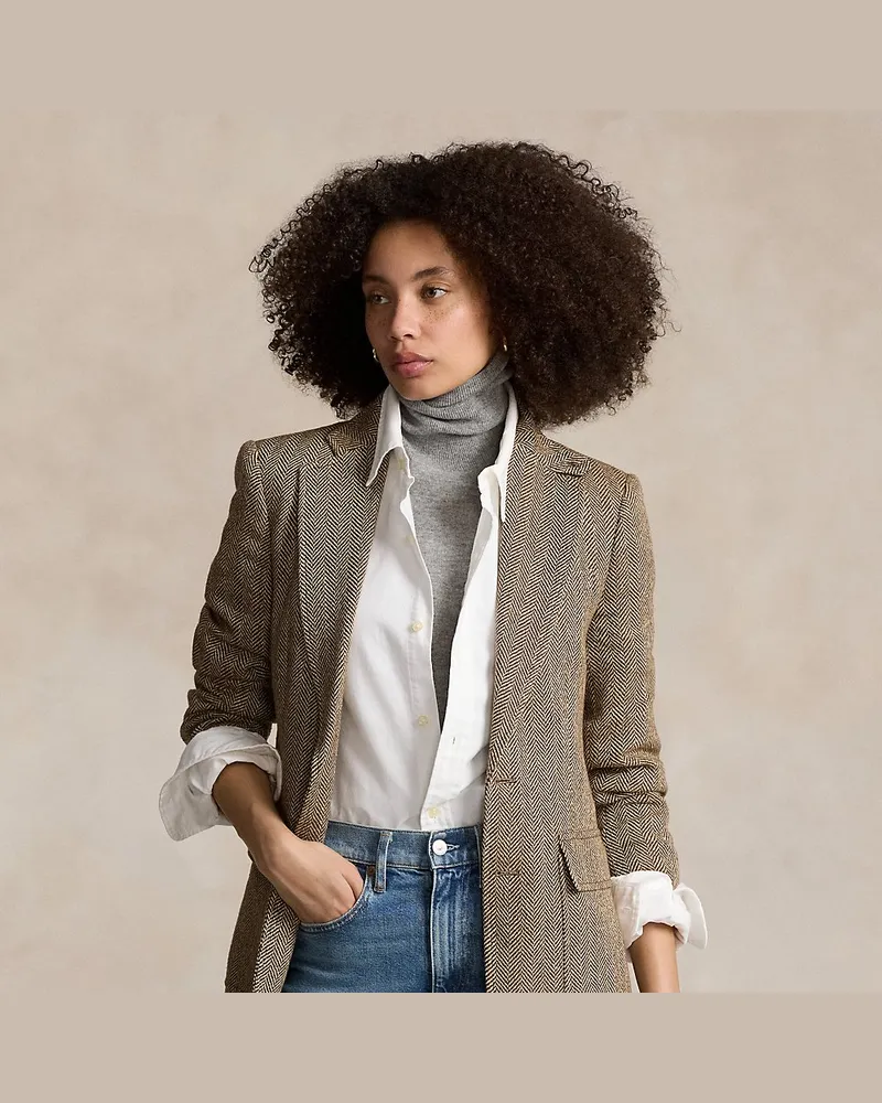 Ralph Lauren Fischgratblazer aus Leinenmischung Blue
