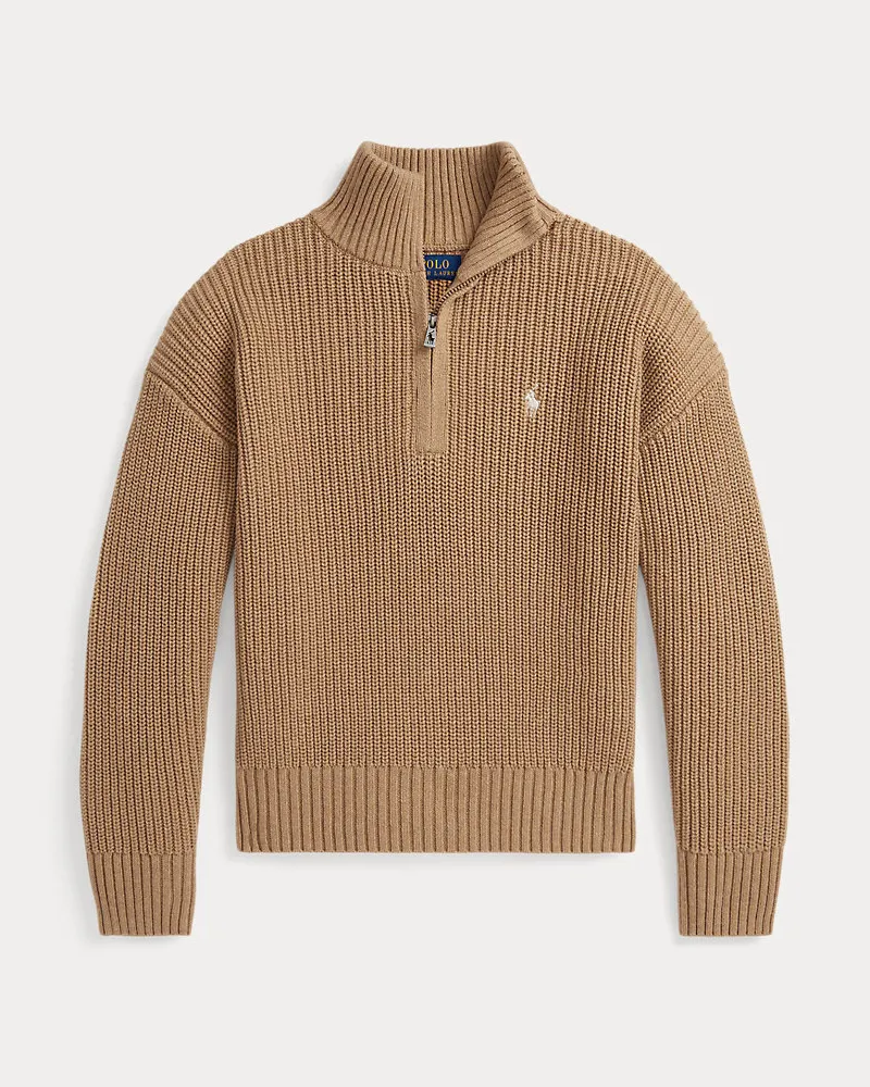 Ralph Lauren Pullover mit halbem Reißverschluss Tan