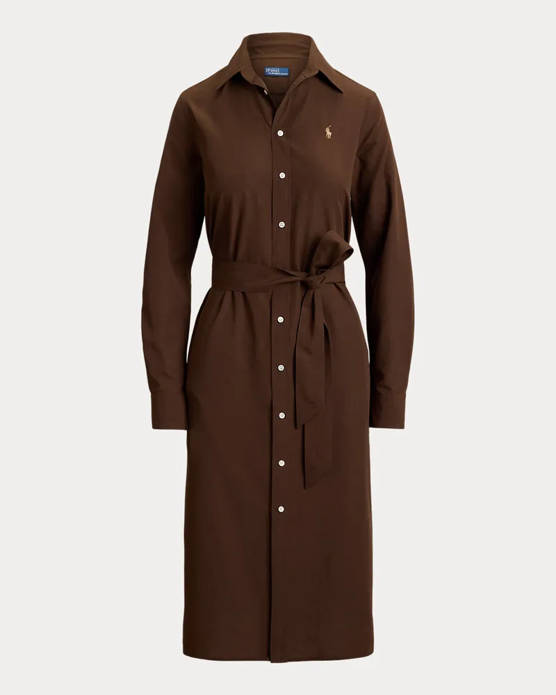 Ralph Lauren Baumwoll-Leinen-Hemdkleid mit Gürtel Brown