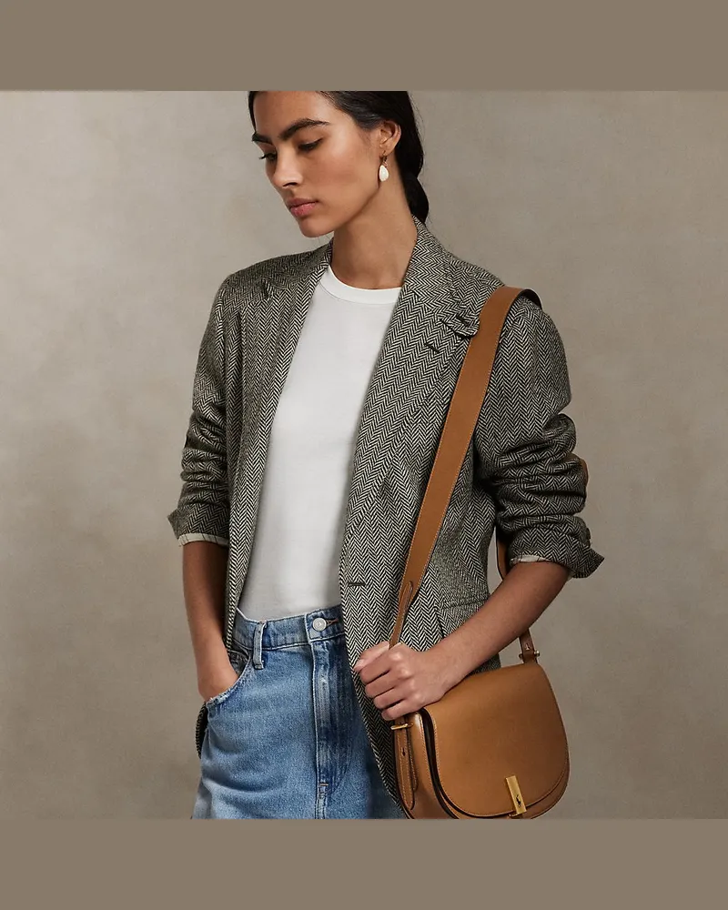 Ralph Lauren Satteltasche Polo ID aus Leder Tan