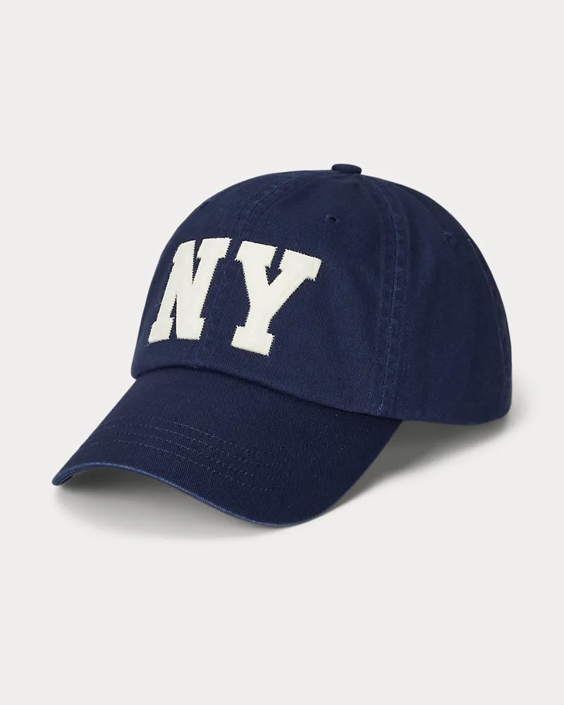 Ralph Lauren Twill-Baseballkappe mit „NY“-Aufnäher Blue