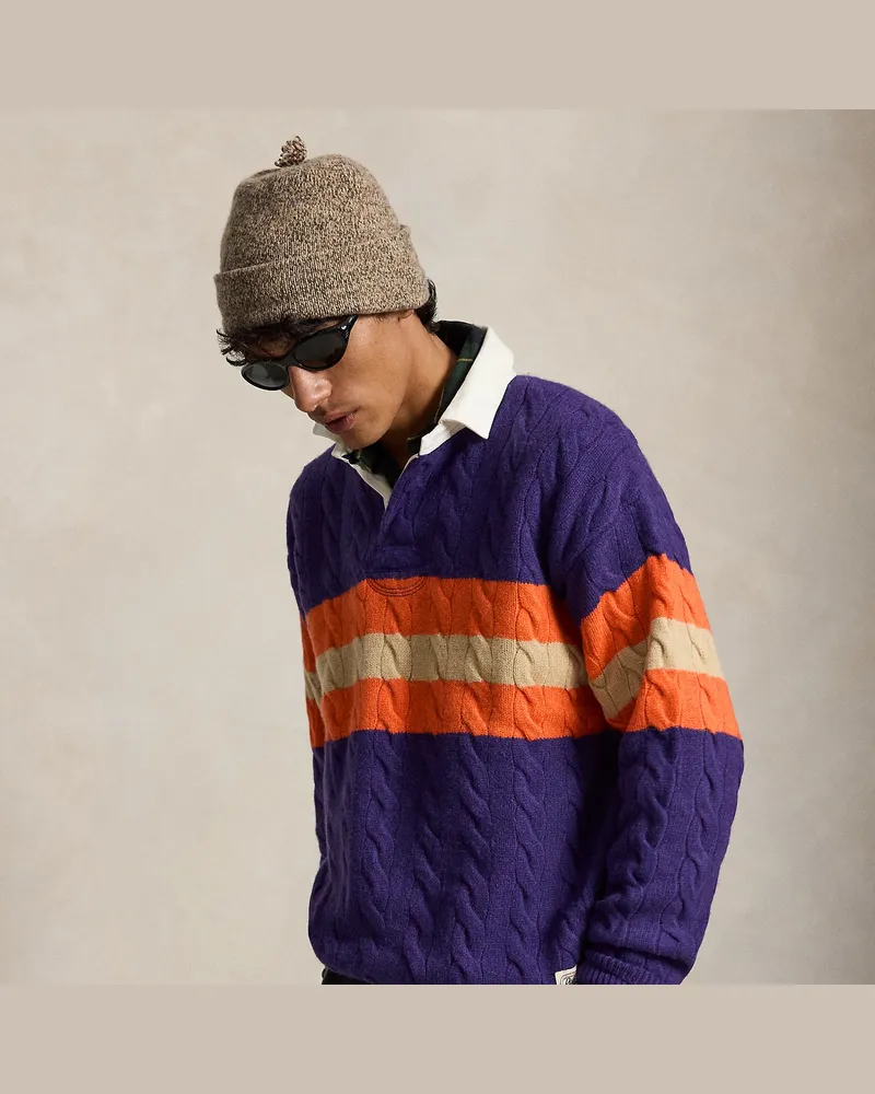Ralph Lauren Relaxed-Fit Rugbypullover mit Zopfmuster Purple