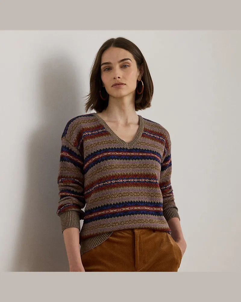 Ralph Lauren Fair-Isle-Pullover mit V-Ausschnitt Brown