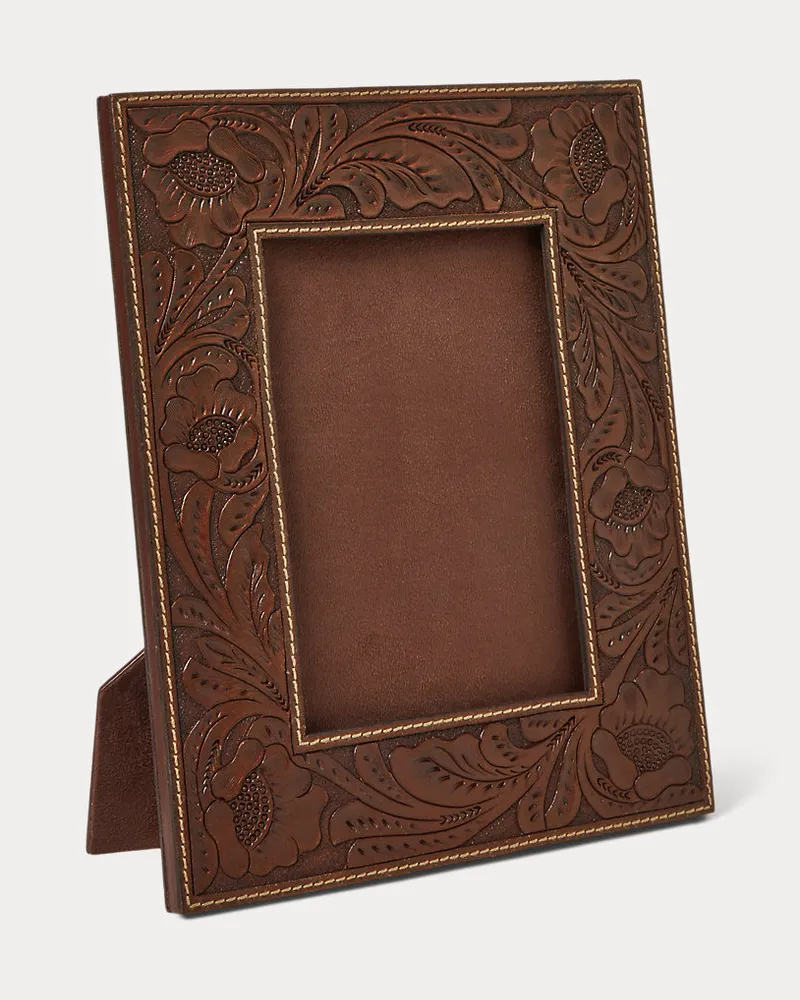 Ralph Lauren Home Handbearbeiteter Lederrahmen Brown