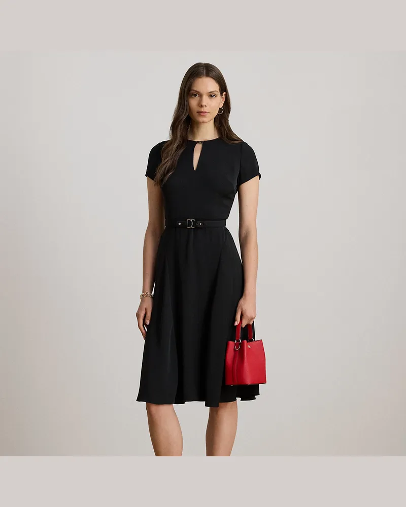 Ralph Lauren Kurzgrößen - Georgettekleid mit Gürtel Black
