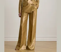 Folierte Leinenhose mit weitem Bein