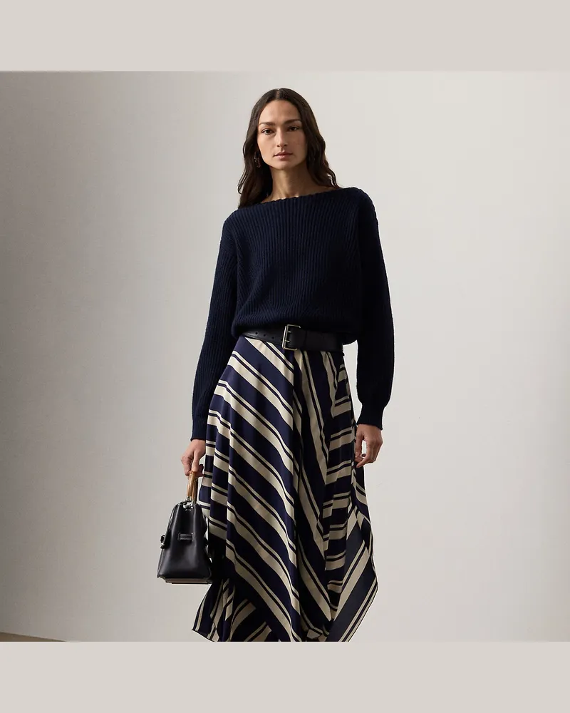 Ralph Lauren Rock Tilda aus gestreiftem Crêpe de Chine Blue
