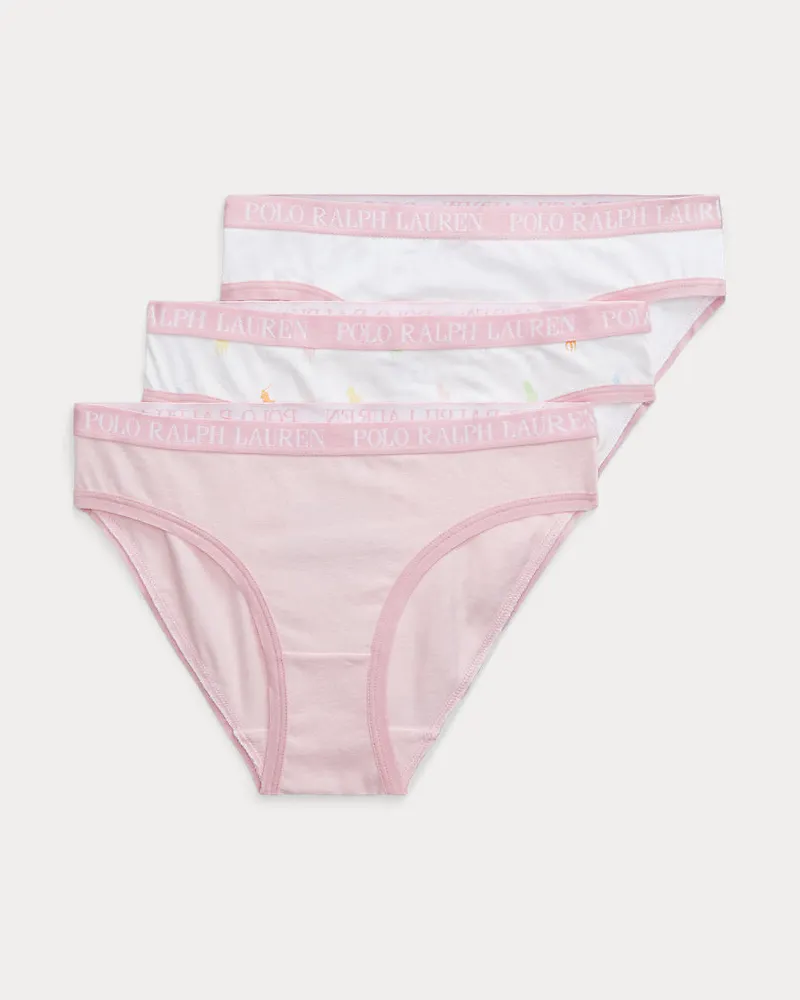 Ralph Lauren 3er-Pack Bikini mit Polo Pony Pink