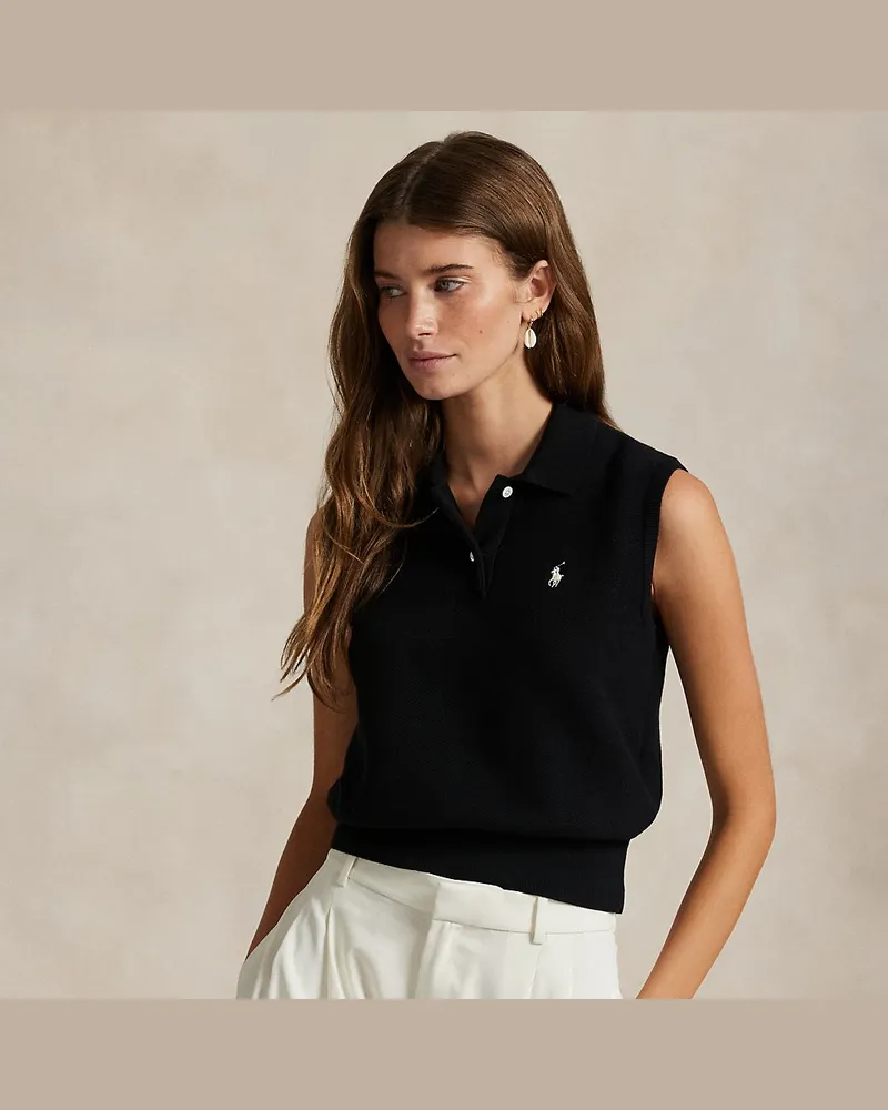 Ralph Lauren Ärmelloser Polo-Pullover aus Baumwolle Black