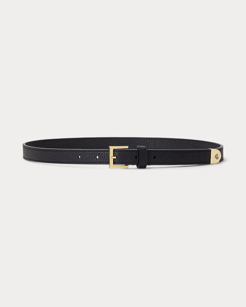 Ralph Lauren Schmaler Gürtel aus Narbenleder Black
