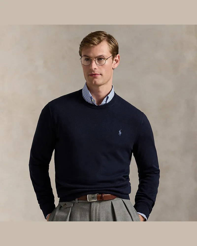 Ralph Lauren Baumwoll-Kaschmir-Rundhalspullover Blue