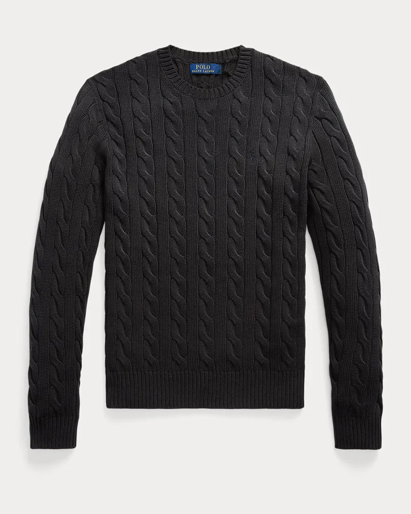 Ralph Lauren Ombré-Baumwollpullover mit Zopfmuster Black