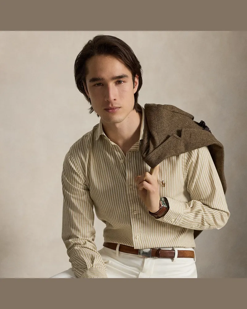 Ralph Lauren Custom-Fit Oxfordhemd mit Streifen Tan