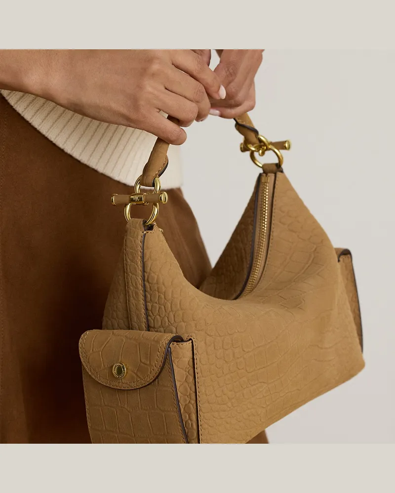 Ralph Lauren Kleine Schultertasche Blaike mit Prägung Tan
