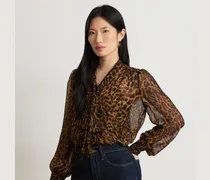 Bedruckte Chiffonbluse mit Bindedetail