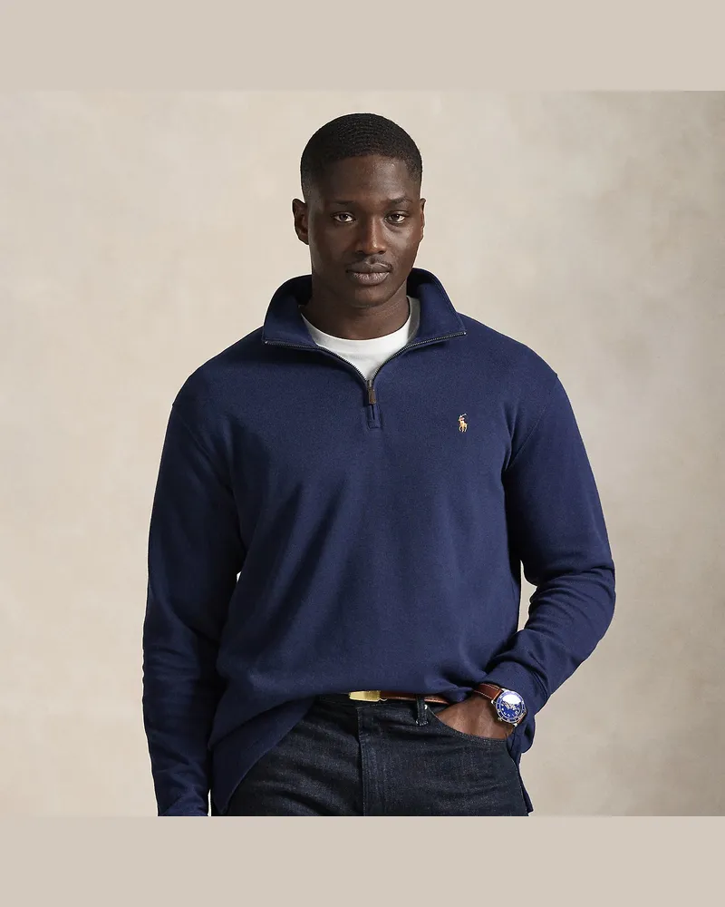 Ralph Lauren Große Größen - Rippenpullover mit Viertelreißverschluss Blue