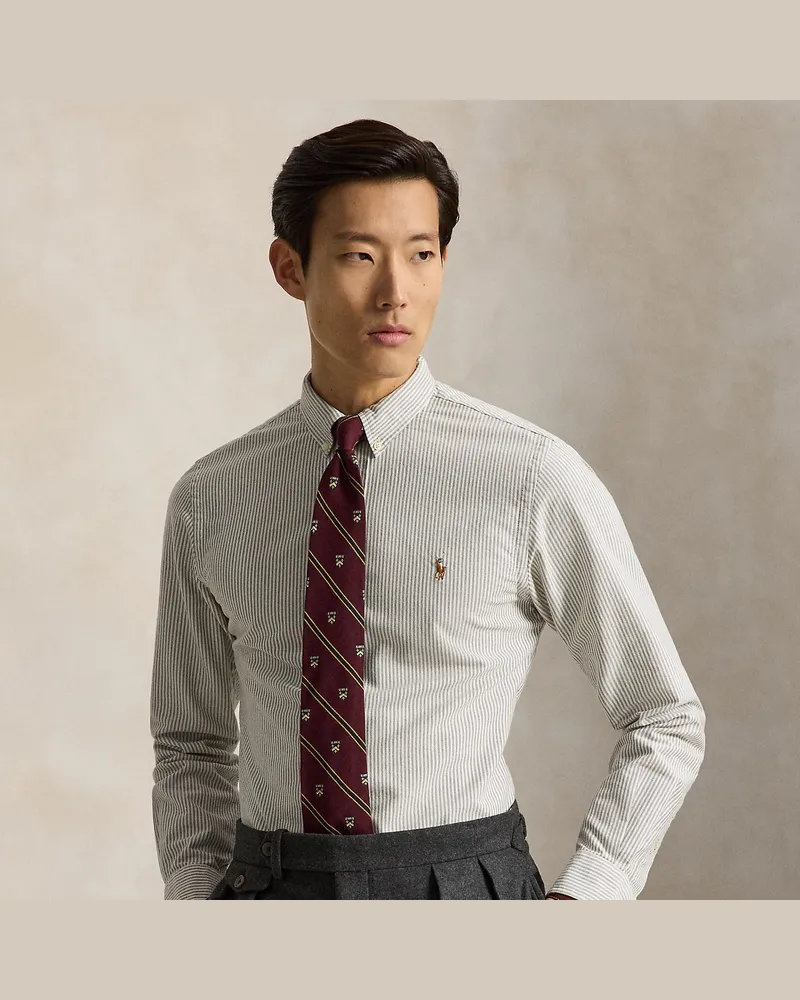 Ralph Lauren Gestreiftes Custom-Fit Oxfordhemd Brown