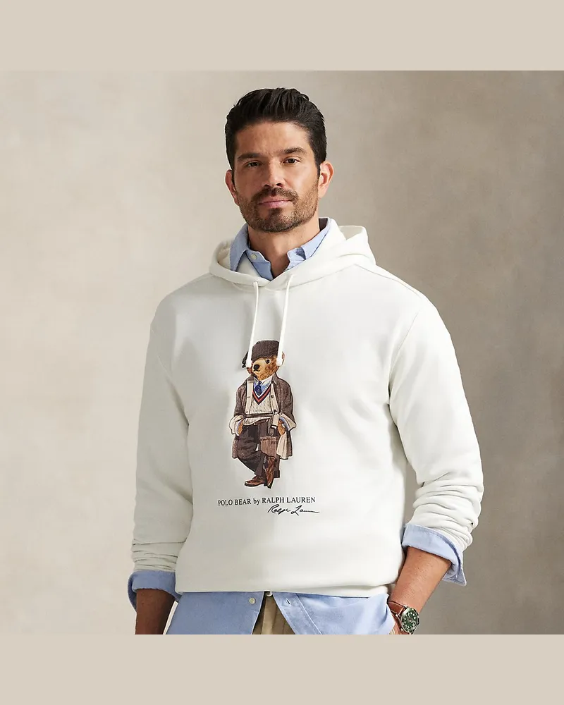 Ralph Lauren Große Größen - Fleece-Kapuzenpullover mit Polo Bear White