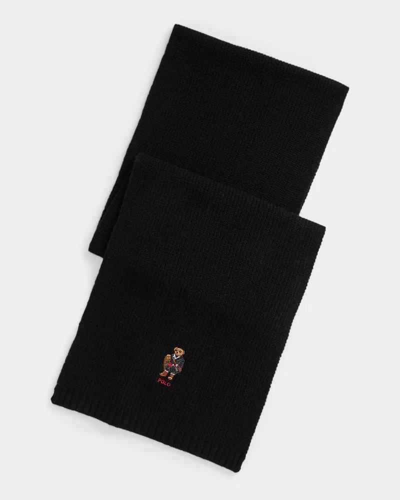 Ralph Lauren Strickschal mit Polo Bear Black
